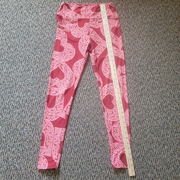 OS LuLaRoe Soft Stretchy Leggings Red Pink Heart Leggings One Size - Picture 4 of 9